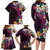 Hawaiian Plumeria-Polynesian Art Tattoo Plum Pink Color Family Matching Long Sleeve Bodycon Dress and Hawaiian Shirt