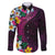 Hawaiian Plumeria-Polynesian Art Tattoo Plum Pink Color Family Matching Off Shoulder Maxi Dress and Hawaiian Shirt