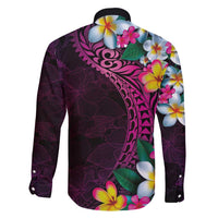 Hawaiian Plumeria-Polynesian Art Tattoo Plum Pink Color Family Matching Short Sleeve Bodycon Dress and Hawaiian Shirt LT03 - Polynesian Pride