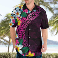 Hawaiian Plumeria-Polynesian Art Tattoo Plum Pink Color Hawaiian Shirt
