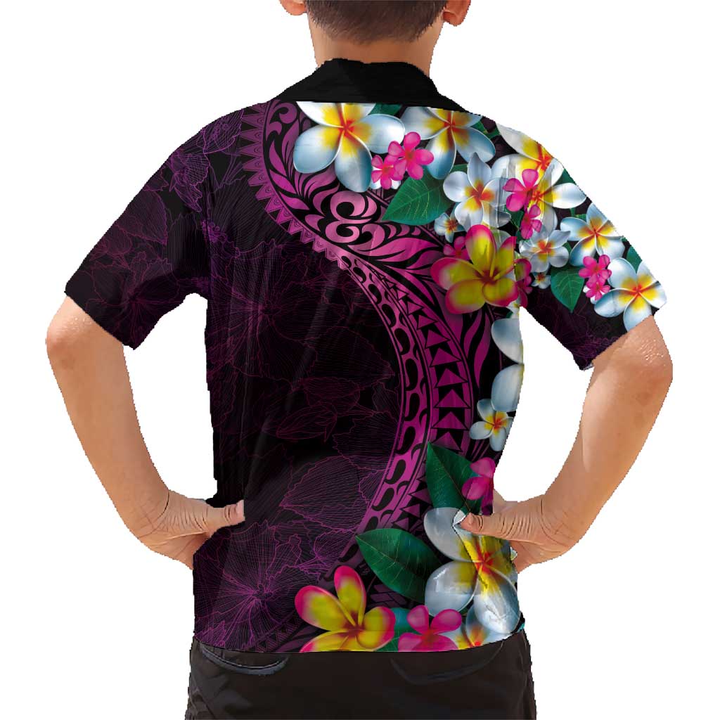 Hawaiian Plumeria-Polynesian Art Tattoo Plum Pink Color Hawaiian Shirt