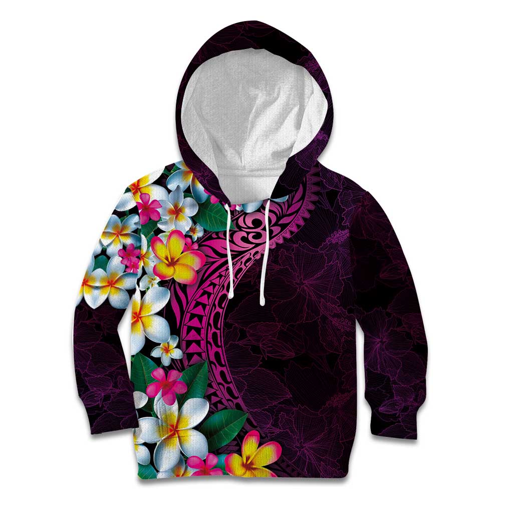 Hawaiian Plumeria-Polynesian Art Tattoo Plum Pink Color Kid Hoodie