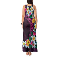 Hawaiian Plumeria-Polynesian Art Tattoo Plum Pink Color Tank Maxi Dress