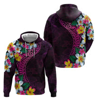 Hawaiian Plumeria-Polynesian Art Tattoo Plum Pink Color Zip Hoodie
