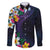 Hawaiian Plumeria-Polynesian Art Tattoo Frosted Blue Violet Color Family Matching Long Sleeve Bodycon Dress and Hawaiian Shirt