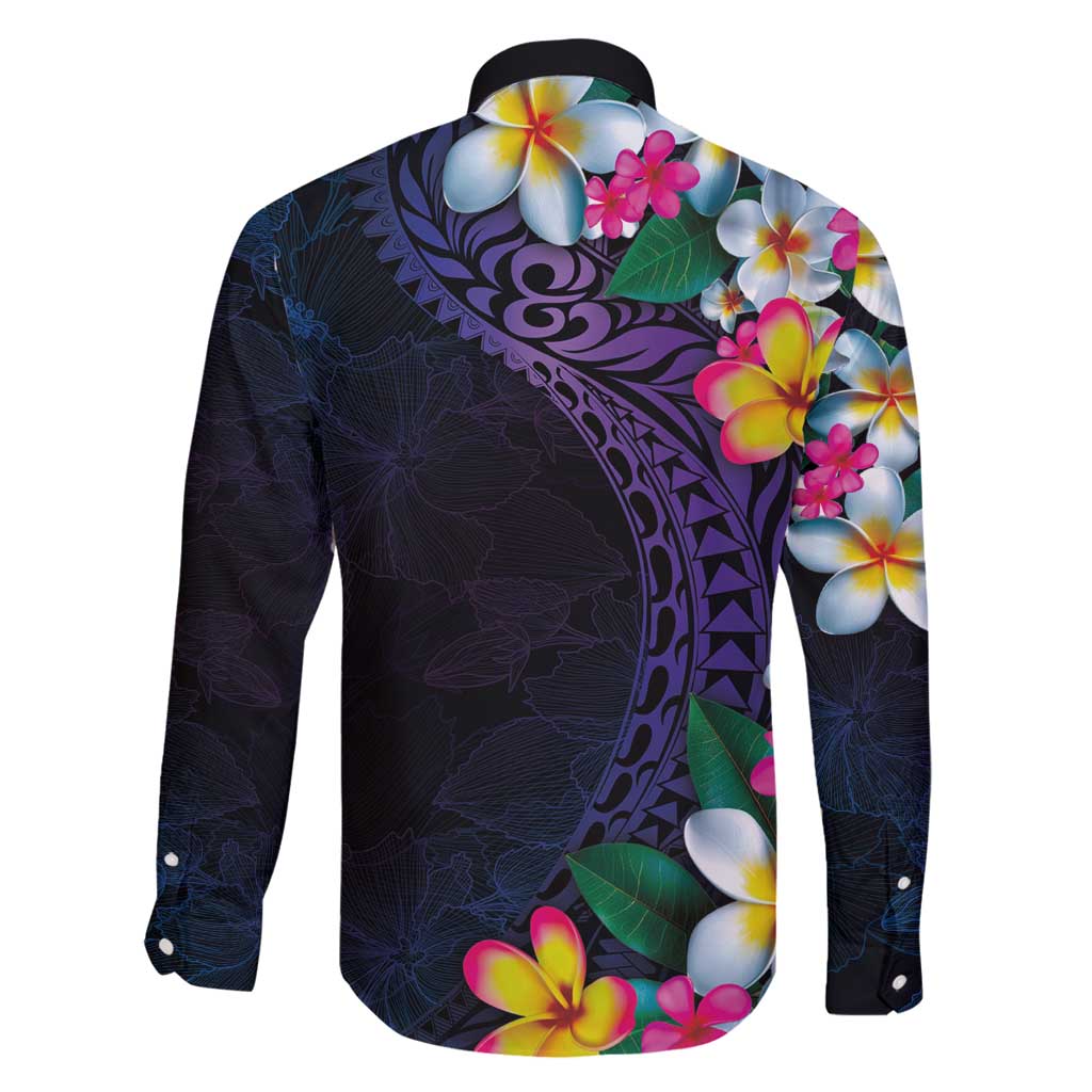 Hawaiian Plumeria-Polynesian Art Tattoo Frosted Blue Violet Color Family Matching Mermaid Dress and Hawaiian Shirt LT03 - Polynesian Pride