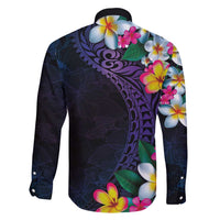 Hawaiian Plumeria-Polynesian Art Tattoo Frosted Blue Violet Color Family Matching Puletasi and Hawaiian Shirt LT03 - Polynesian Pride