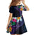 Hawaiian Plumeria-Polynesian Art Tattoo Frosted Blue Violet Color Family Matching Short Sleeve Bodycon Dress and Hawaiian Shirt