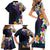 Hawaiian Plumeria-Polynesian Art Tattoo Frosted Blue Violet Color Family Matching Short Sleeve Bodycon Dress and Hawaiian Shirt