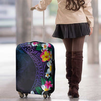 Hawaiian Plumeria-Polynesian Art Tattoo Frosted Blue Violet Color Luggage Cover