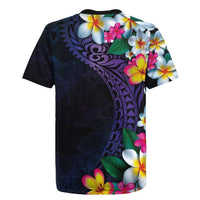 Hawaiian Plumeria-Polynesian Art Tattoo Frosted Blue Violet Color Rugby Jersey