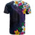 Hawaiian Plumeria-Polynesian Art Tattoo Frosted Blue Violet Color T Shirt