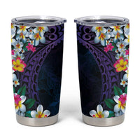 Hawaiian Plumeria-Polynesian Art Tattoo Frosted Blue Violet Color Tumbler Cup