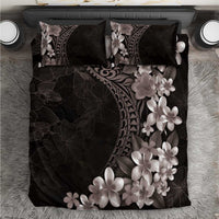 Hawaiian Plumeria-Polynesian Art Tattoo Grayscale Color Bedding Set