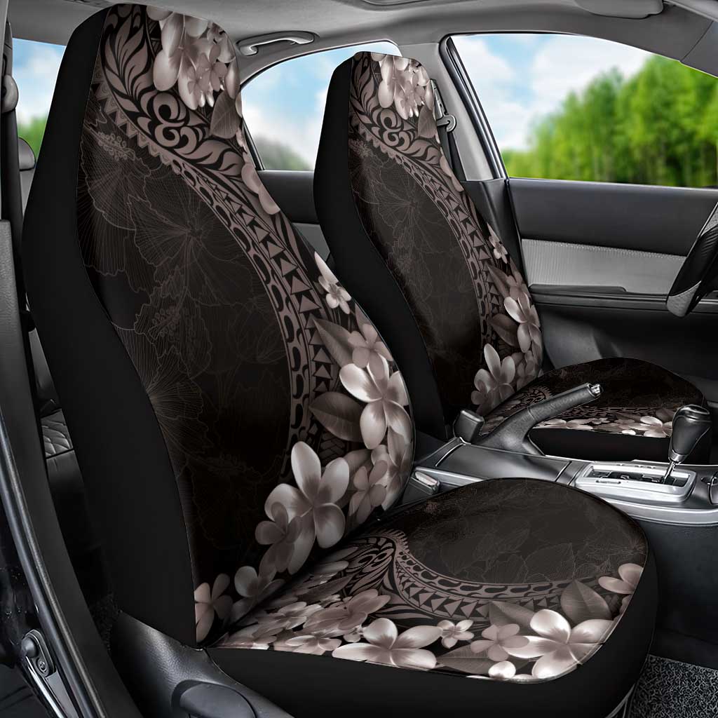 Hawaiian Plumeria-Polynesian Art Tattoo Grayscale Color Car Seat Cover