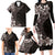 Hawaiian Plumeria-Polynesian Art Tattoo Grayscale Color Family Matching Long Sleeve Bodycon Dress and Hawaiian Shirt