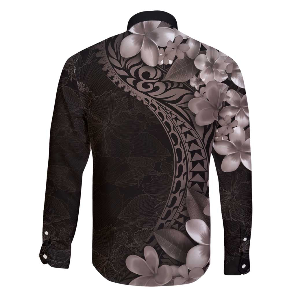 Hawaiian Plumeria-Polynesian Art Tattoo Grayscale Color Family Matching Long Sleeve Bodycon Dress and Hawaiian Shirt LT03 - Polynesian Pride