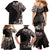 Hawaiian Plumeria-Polynesian Art Tattoo Grayscale Color Family Matching Mermaid Dress and Hawaiian Shirt