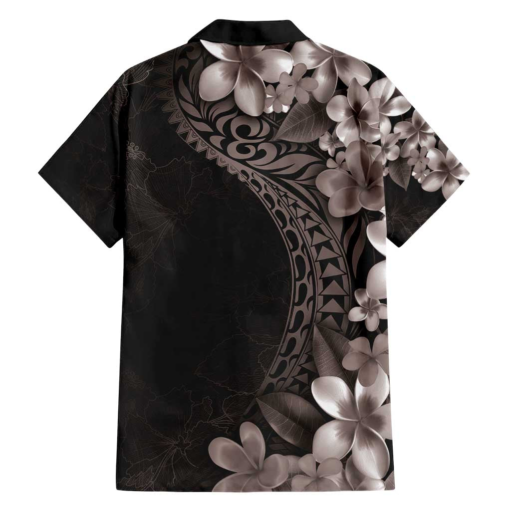 Hawaiian Plumeria-Polynesian Art Tattoo Grayscale Color Family Matching Puletasi and Hawaiian Shirt LT03 - Polynesian Pride