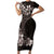 Hawaiian Plumeria-Polynesian Art Tattoo Grayscale Color Family Matching Short Sleeve Bodycon Dress and Hawaiian Shirt