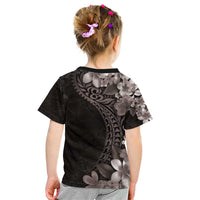 Hawaiian Plumeria-Polynesian Art Tattoo Grayscale Color Kid T Shirt