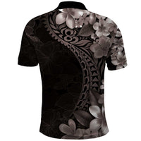 Hawaiian Plumeria-Polynesian Art Tattoo Grayscale Color Polo Shirt