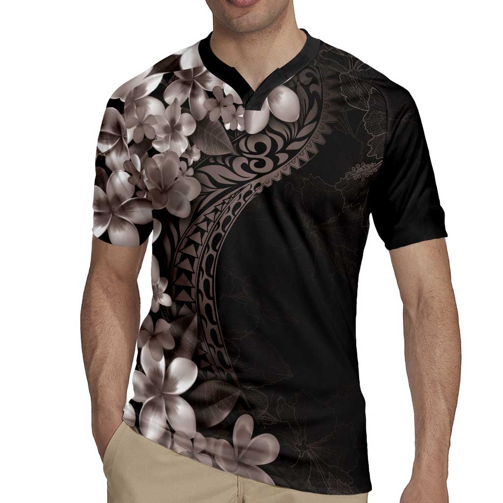 Hawaiian Plumeria-Polynesian Art Tattoo Grayscale Color Rugby Jersey