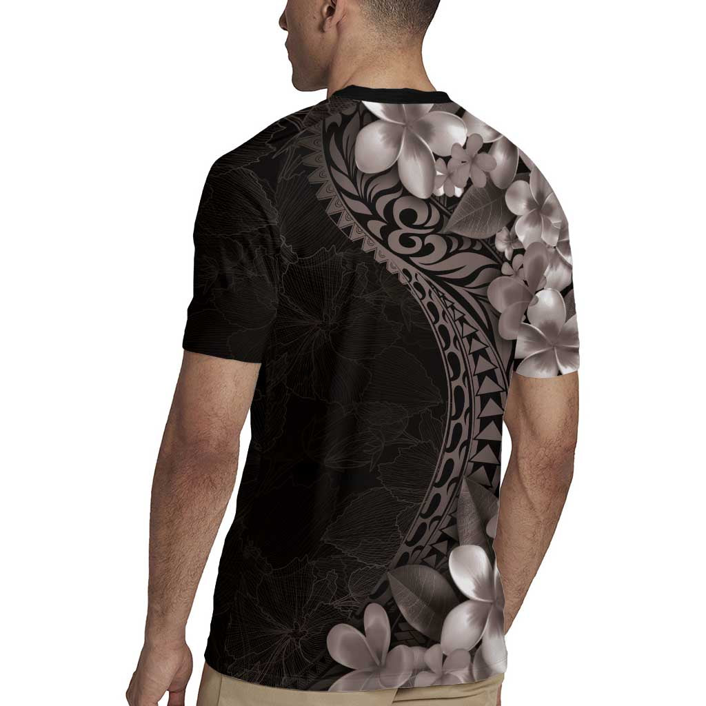 Hawaiian Plumeria-Polynesian Art Tattoo Grayscale Color Rugby Jersey