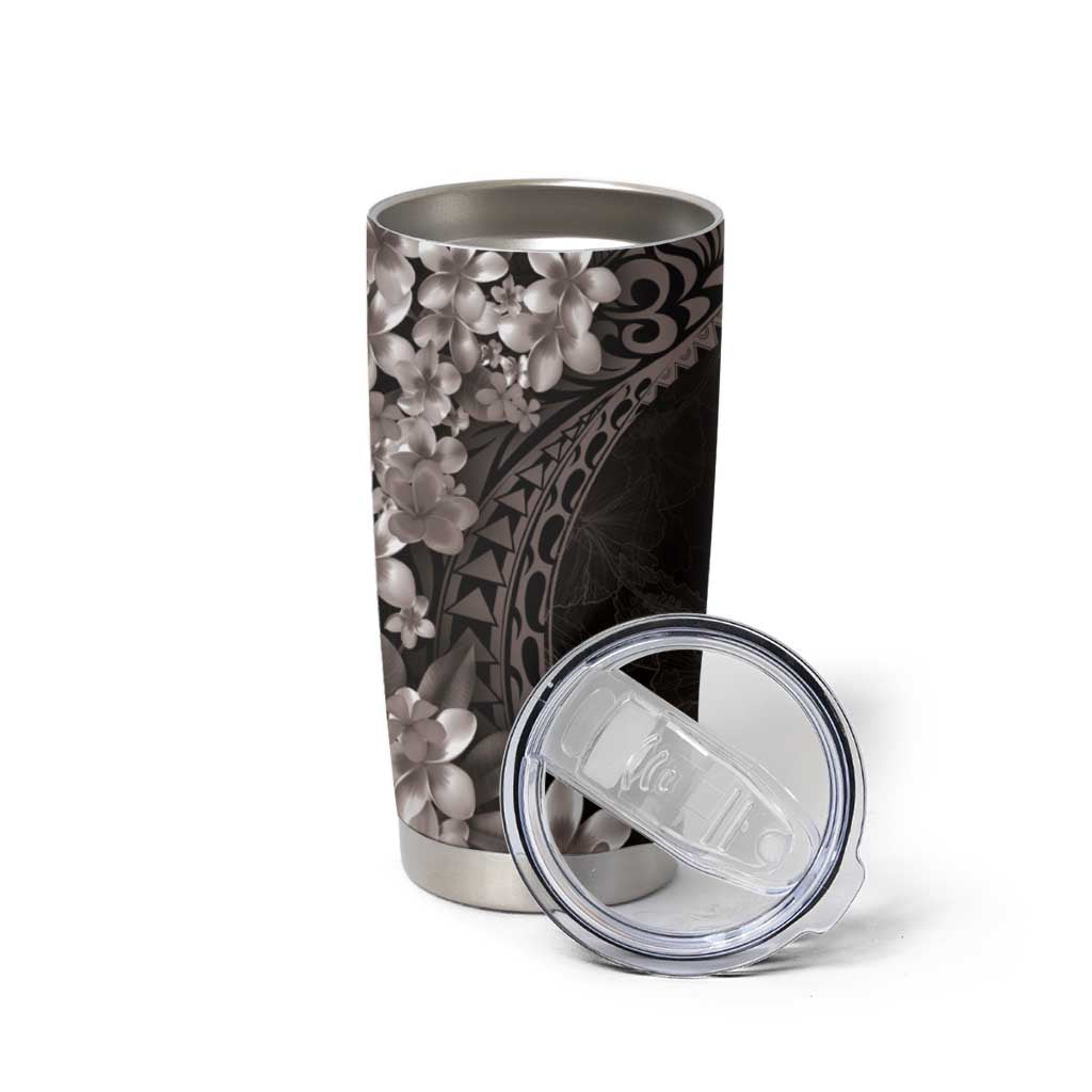 Hawaiian Plumeria-Polynesian Art Tattoo Grayscale Color Tumbler Cup