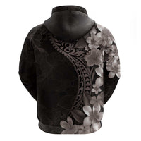 Hawaiian Plumeria-Polynesian Art Tattoo Grayscale Color Zip Hoodie