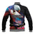 American Samoa and United States Together Baseball Jacket National Flag with Eagle-Hibiscus and Rose