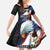 American Samoa and United States Together Family Matching Long Sleeve Bodycon Dress and Hawaiian Shirt National Flag with Eagle-Hibiscus and Rose