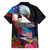 American Samoa and United States Together Family Matching Long Sleeve Bodycon Dress and Hawaiian Shirt National Flag with Eagle-Hibiscus and Rose