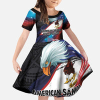 American Samoa and United States Together Family Matching Off Shoulder Maxi Dress and Hawaiian Shirt National Flag with Eagle-Hibiscus and Rose