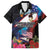 American Samoa and United States Together Family Matching Off Shoulder Maxi Dress and Hawaiian Shirt National Flag with Eagle-Hibiscus and Rose