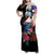 American Samoa and United States Together Family Matching Off Shoulder Maxi Dress and Hawaiian Shirt National Flag with Eagle-Hibiscus and Rose