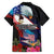 American Samoa and United States Together Family Matching Short Sleeve Bodycon Dress and Hawaiian Shirt National Flag with Eagle-Hibiscus and Rose