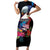American Samoa and United States Together Family Matching Short Sleeve Bodycon Dress and Hawaiian Shirt National Flag with Eagle-Hibiscus and Rose