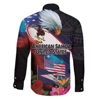 American Samoa and United States Together Family Matching Summer Maxi Dress and Hawaiian Shirt National Flag with Eagle-Hibiscus and Rose