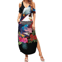 American Samoa and United States Together Family Matching Summer Maxi Dress and Hawaiian Shirt National Flag with Eagle-Hibiscus and Rose