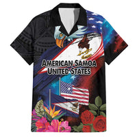 American Samoa and United States Together Family Matching Tank Maxi Dress and Hawaiian Shirt National Flag with Eagle-Hibiscus and Rose
