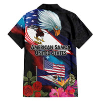 American Samoa and United States Together Family Matching Tank Maxi Dress and Hawaiian Shirt National Flag with Eagle-Hibiscus and Rose