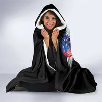 American Samoa and United States Together Hooded Blanket National Flag with Eagle-Hibiscus and Rose