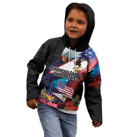 American Samoa and United States Together Kid Hoodie National Flag with Eagle-Hibiscus and Rose