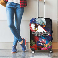 American Samoa and United States Together Luggage Cover National Flag with Eagle-Hibiscus and Rose