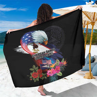 American Samoa and United States Together Sarong National Flag with Eagle-Hibiscus and Rose