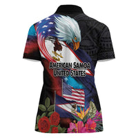 American Samoa and United States Together Women Polo Shirt National Flag with Eagle-Hibiscus and Rose LT03 - Polynesian Pride