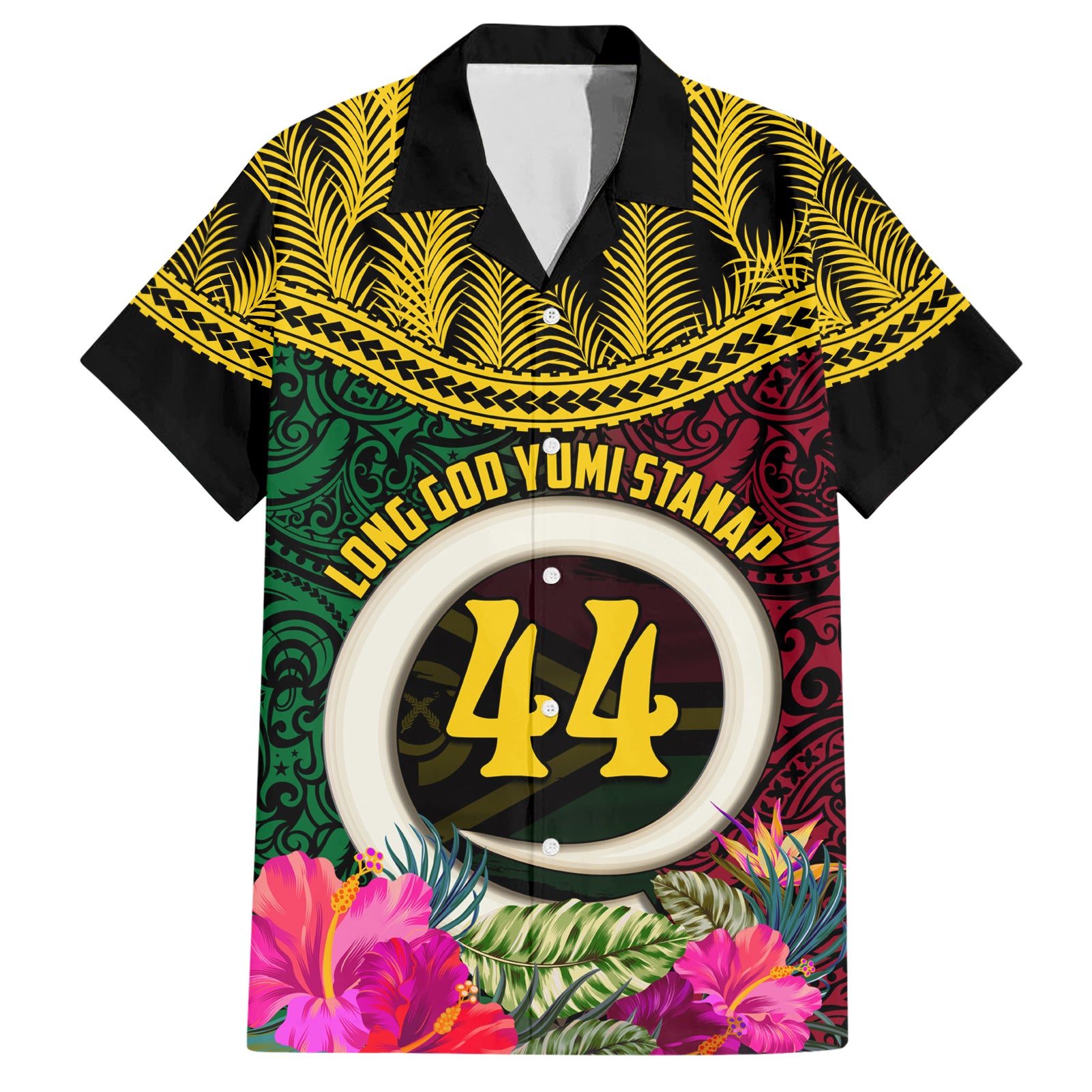 Vanuatu 44th Anniversary Independence Day Hawaiian Shirt Boars Tusk and Namele Plant LT03