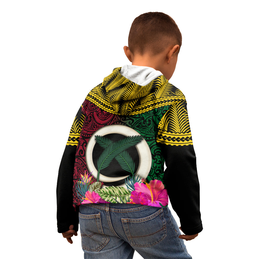 Vanuatu 44th Anniversary Independence Day Kid Hoodie Boars Tusk and Namele Plant LT03