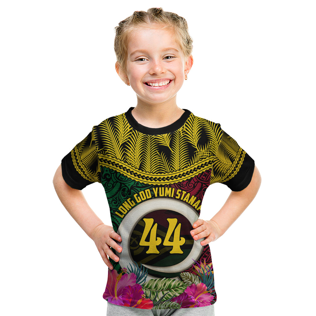 Vanuatu 44th Anniversary Independence Day Kid T Shirt Boars Tusk and Namele Plant LT03
